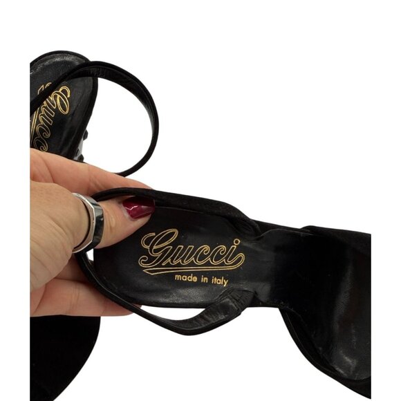 Gucci Black Studded Wedge Slingback Heels - size 6.5 - Picture 10 of 10